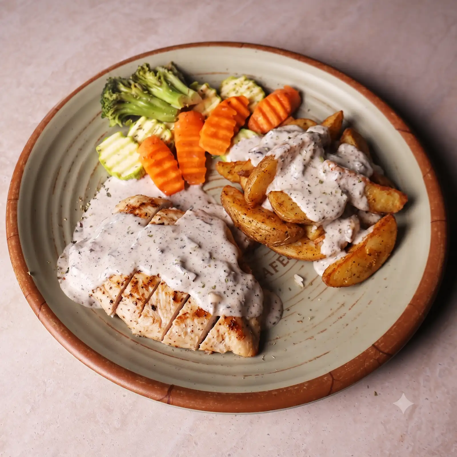 Chicken Truffle / Wedges / Sautéed Vegetables / 700g 