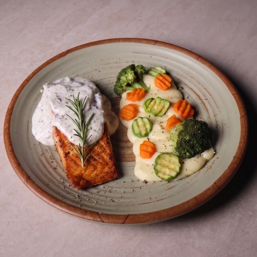 Salmon Fillet / Grilled Potatoes / Vegetables / 450g / Light Meal